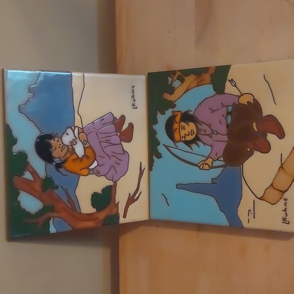 A pair of Native American decorative tiles - Picture 6 of 6